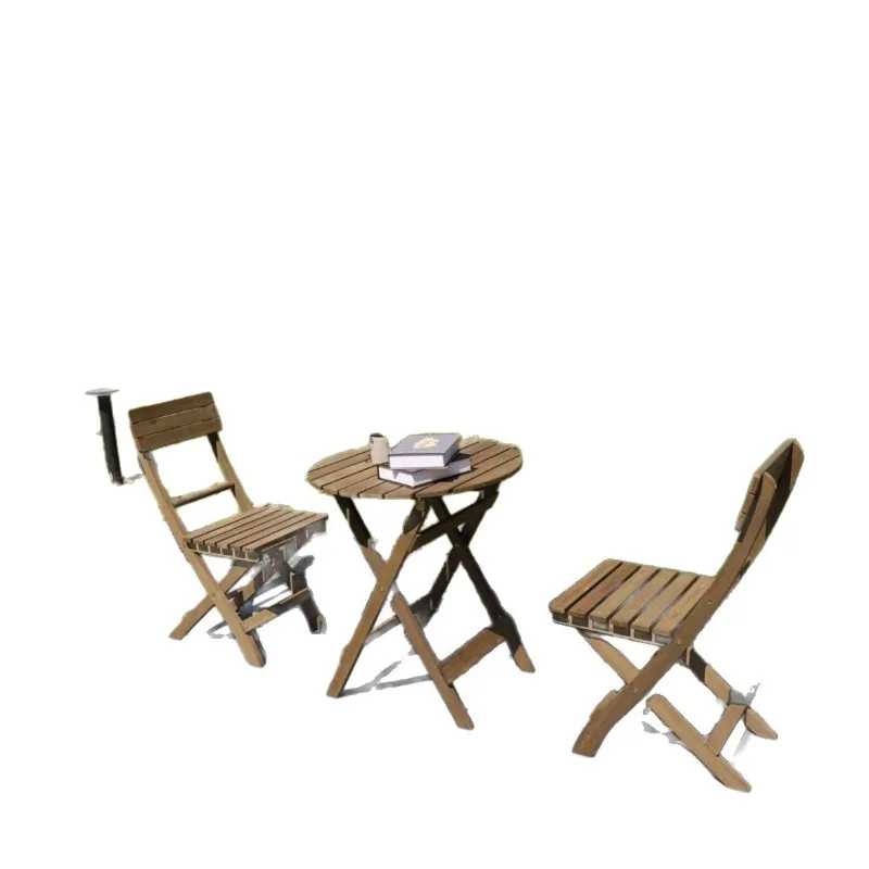 

Balcony casual table and chairs, foldable coffee table French style, chair back
