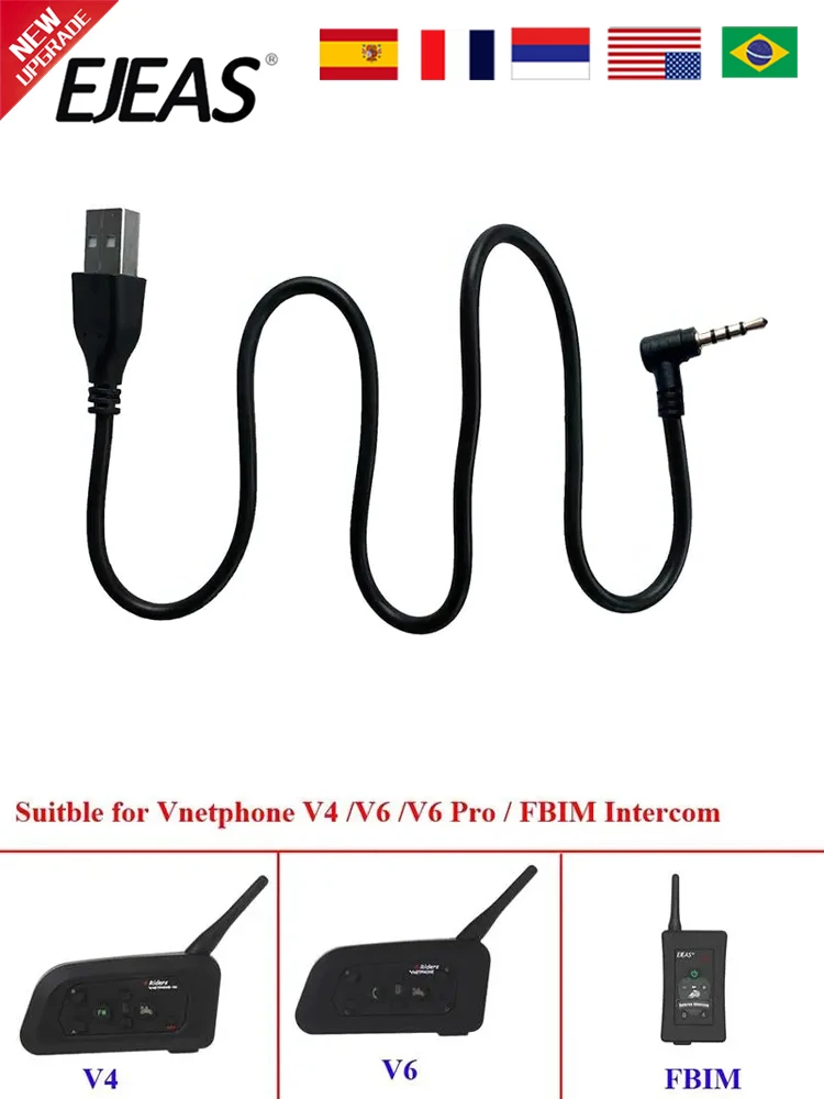 Câble de chargement USB Jack 3.5mm, 4/1 pièces, EJEAS V4C V6C V6 Pro, interphone pour casque de moto, accessoires de casque, Vnetphone V6 V4 FBIM