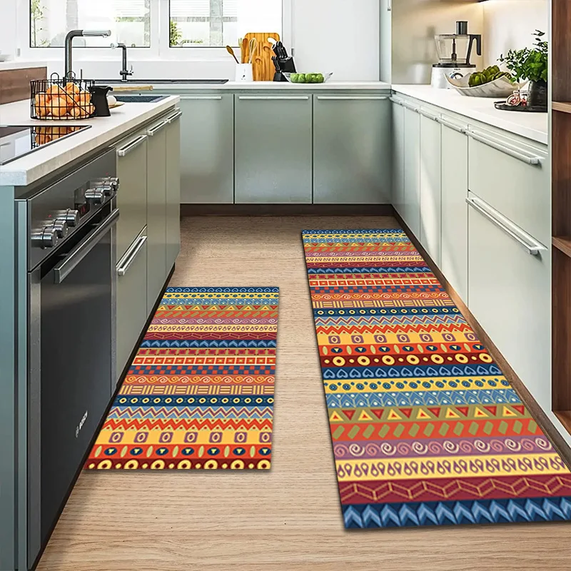 VIKAMA American  Kitchen Set - Wear-resistant Floor Mats for the Home - Durable Long-Strip Crystal Velvet Mats for Decoration