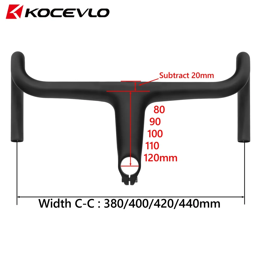 KOCEVLO bicicleta de carretera ultraligera 230g vástago de fibra de carbono manillar de bicicleta integrado para 28,6mm con espaciadores mango de ciclismo