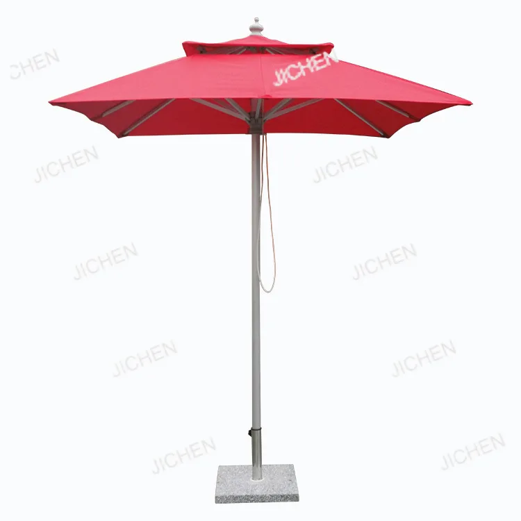 2-метровый квадратный двухполюсный зонт из алюминиевого сплава со средней колонной, открытый сад, двор, терраса, бассейн, двойной зонтик