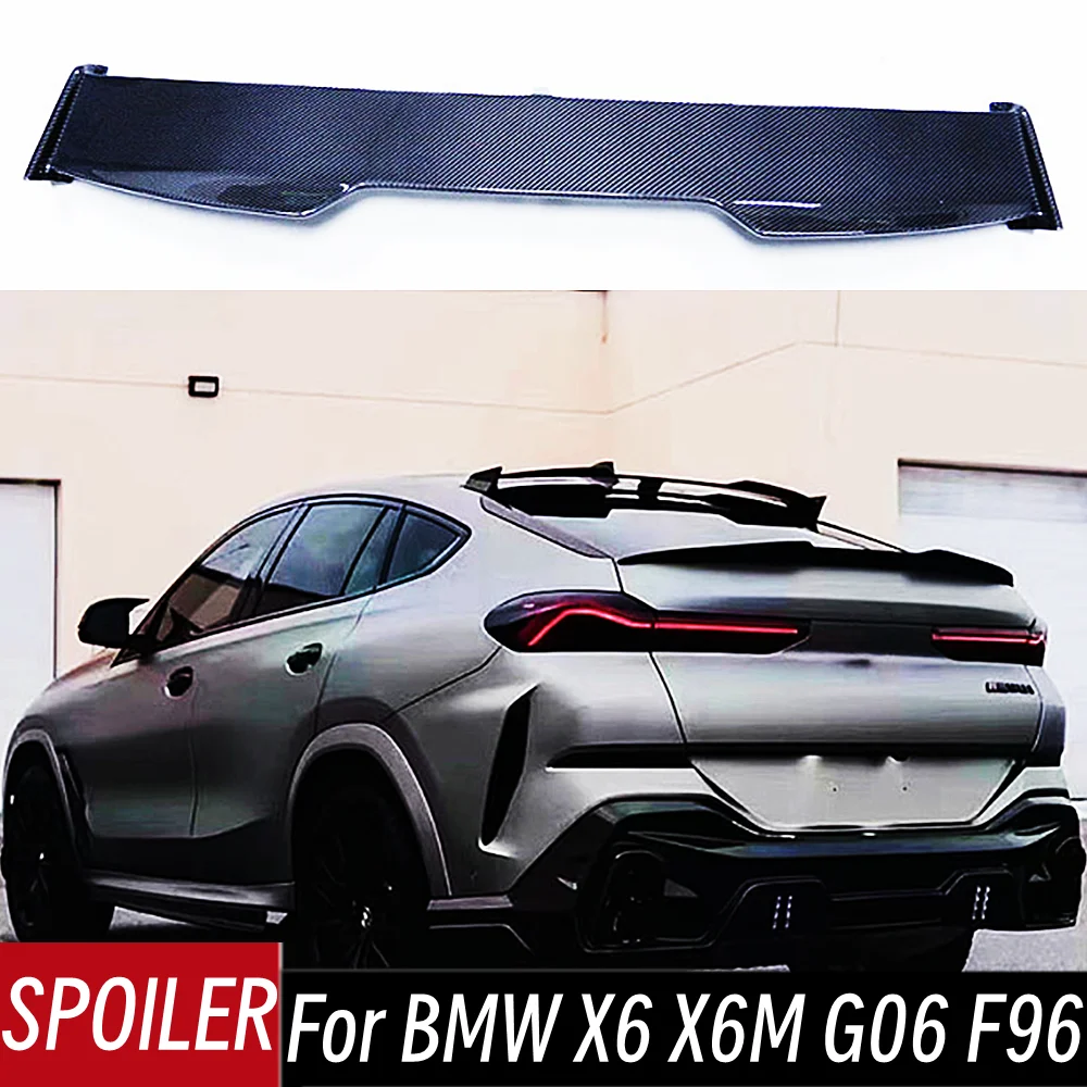 

For 2020 21 22 23 BMW X6 X6M G06 F96 Real Carbon Fibe Rear Roof Window Trunk Lid Spoiler Wings Car Exterior Tuning Accessories