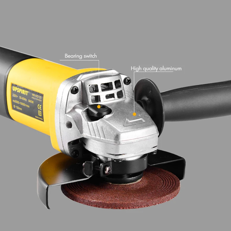 Angle Grinder 1050W 125mm Multifunctional Power Electric Tool 6 Gears Adjustable Cutting Machine Polishing Machine