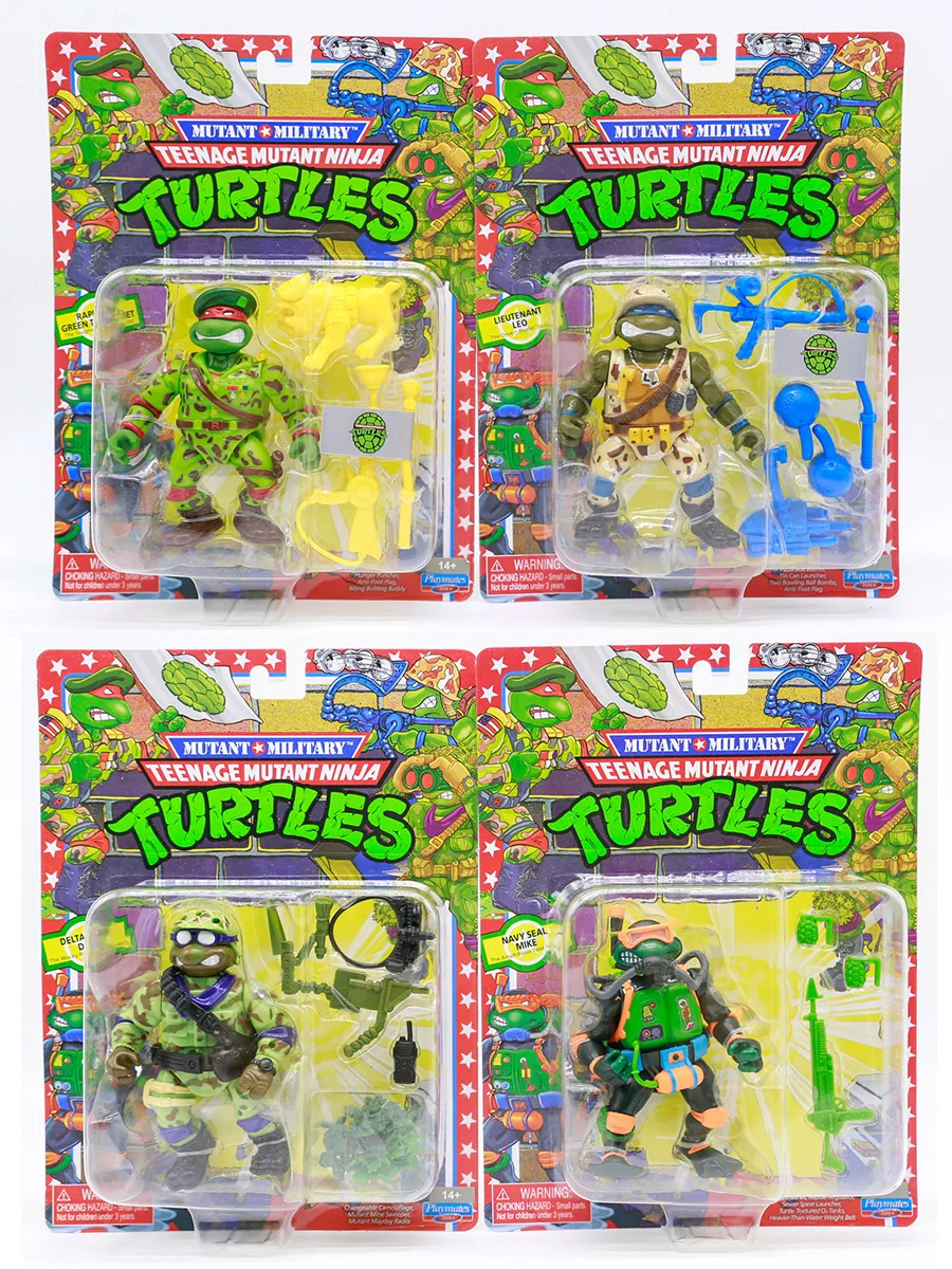 Playmates Teenage Mutant Ninja Turtles Mutant Military Navy Seal Mike Delta Team Don Lieutenant Leo Action Figures Kids Gifts