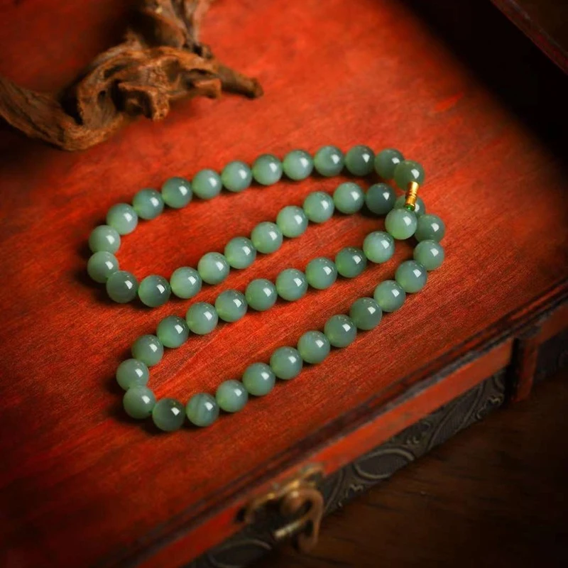 made of natural Hetian , Russian jade, old material pink-green jadeite, women's necklace