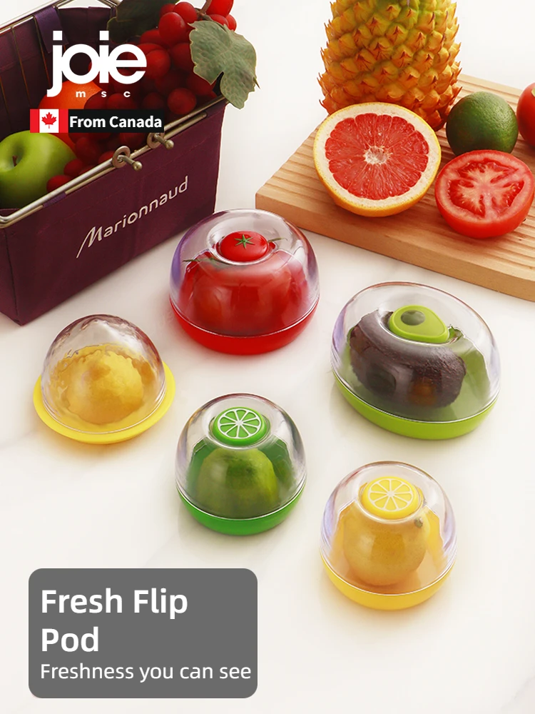 joie Fresh Flip Pod Fridge Fruit Saver Box Kitchen Kids Cute Anti-Oxidation Portable Baby Food Storage Box Vegetable Storage