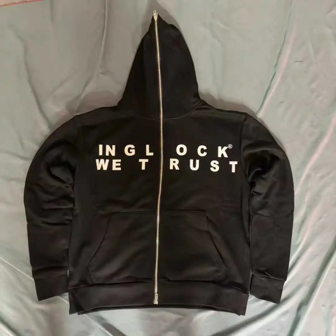 

INGLOCK WETRUST Best Quality black letter printed Zipper Hoodie Hooded Men Women Casual Hoody
