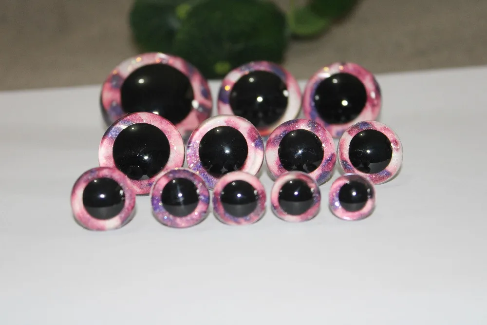 50pcs/lot new unique 13mm--40mm round clear safety animal toy eyes +new glitter fabric+ washer for diy doll findings--02