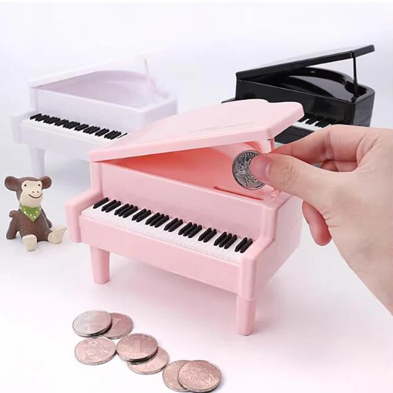 

C2 Piggy Bank Piano Shape Money Box Coins Cash Saving Box Creative Piggy Bank Bedroom Desktop Ornaments Children Holiday Gift