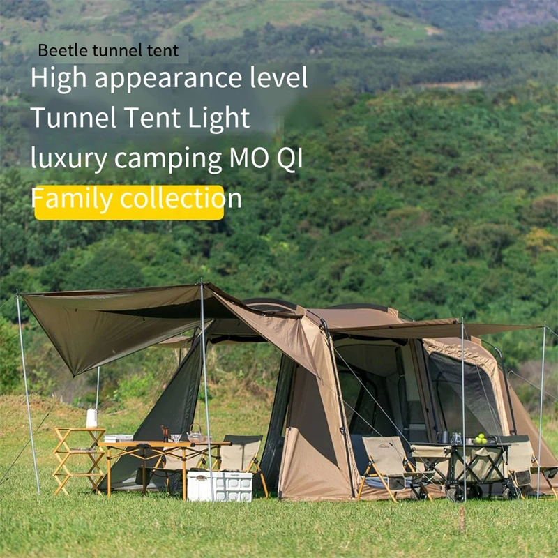 

5-8-10 Person Outdoor Large Family Tent Beetle Tunnel Tent Large Space Camping Potluck Camping Rain and Sun Protection Tent