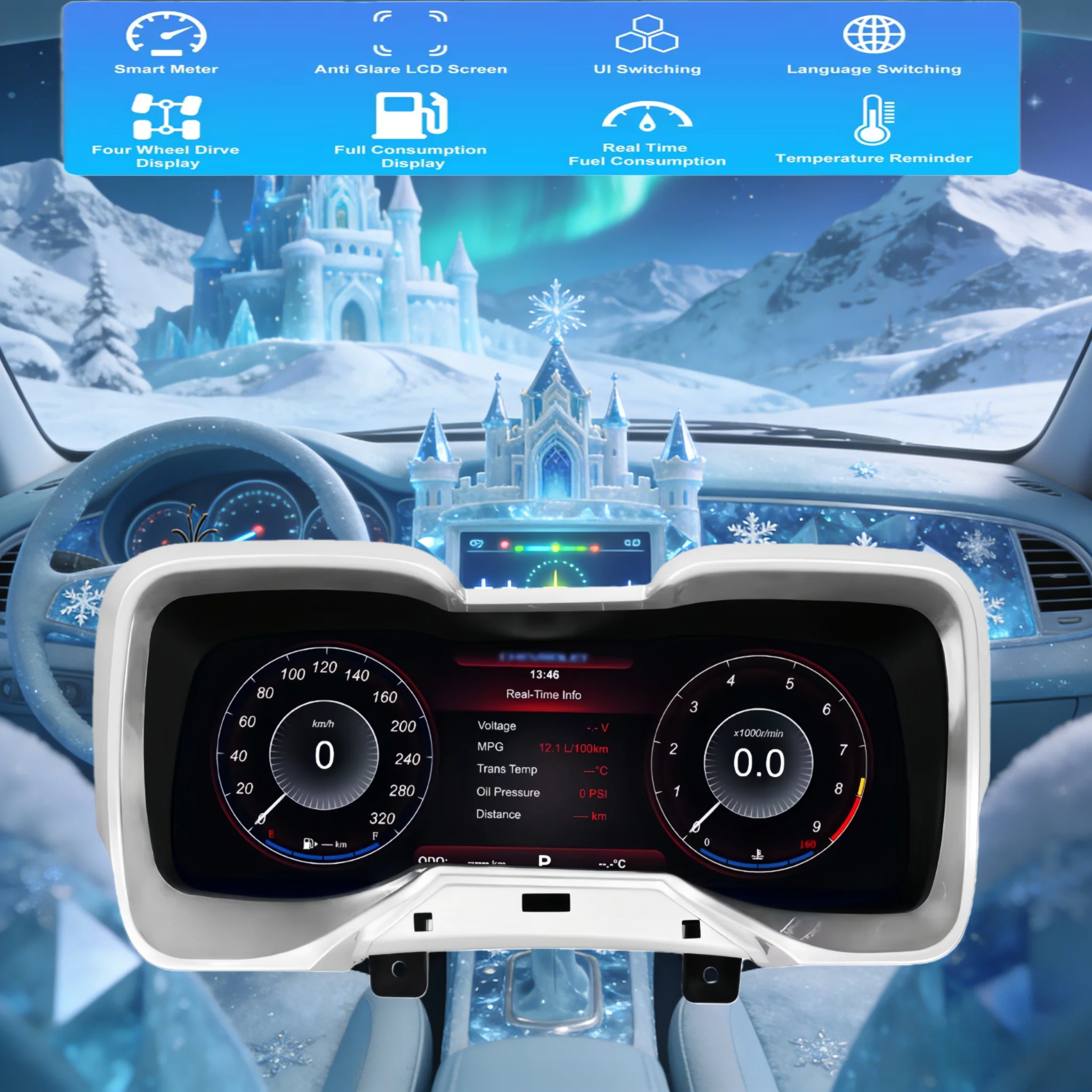 

G 12.3" LCD Car Digital Instrument Cluster For Chevrolet Camaro 2010 2011 2012-2015 Dashboard Meter Cockpit Odometer Speedometer