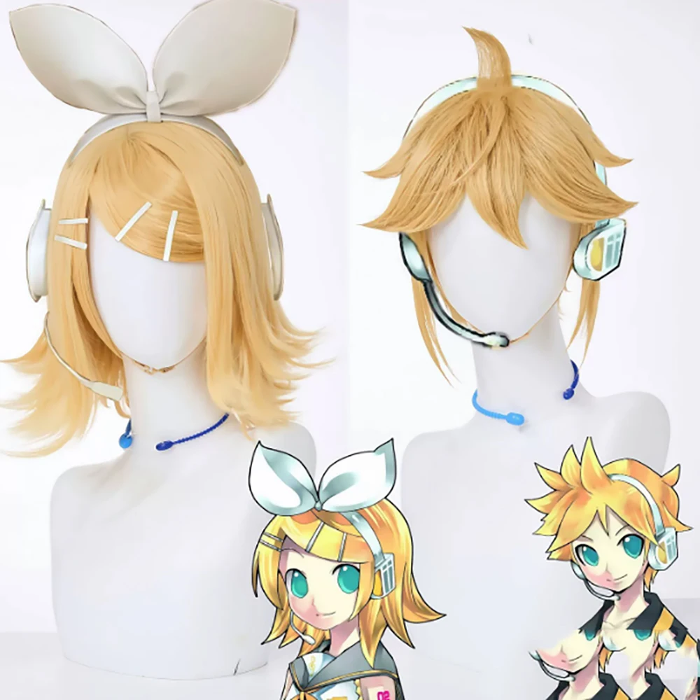 peruca-sintetica-hairjoy-kagamine-len-vocaloid-para-cosplay-com-rede-de-cabelo-rosa-no-topo-da-cabeca