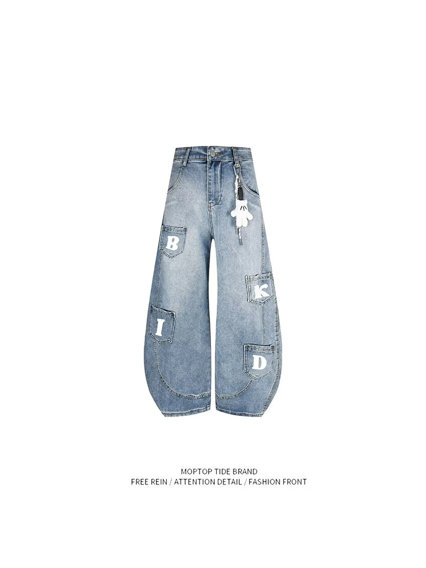 

Mr. WH Harajuku ular Casual Loose Women's Jeans Knife ket Embroidery Trendy Long Pants Straight Leg Fit Jeans Cotton