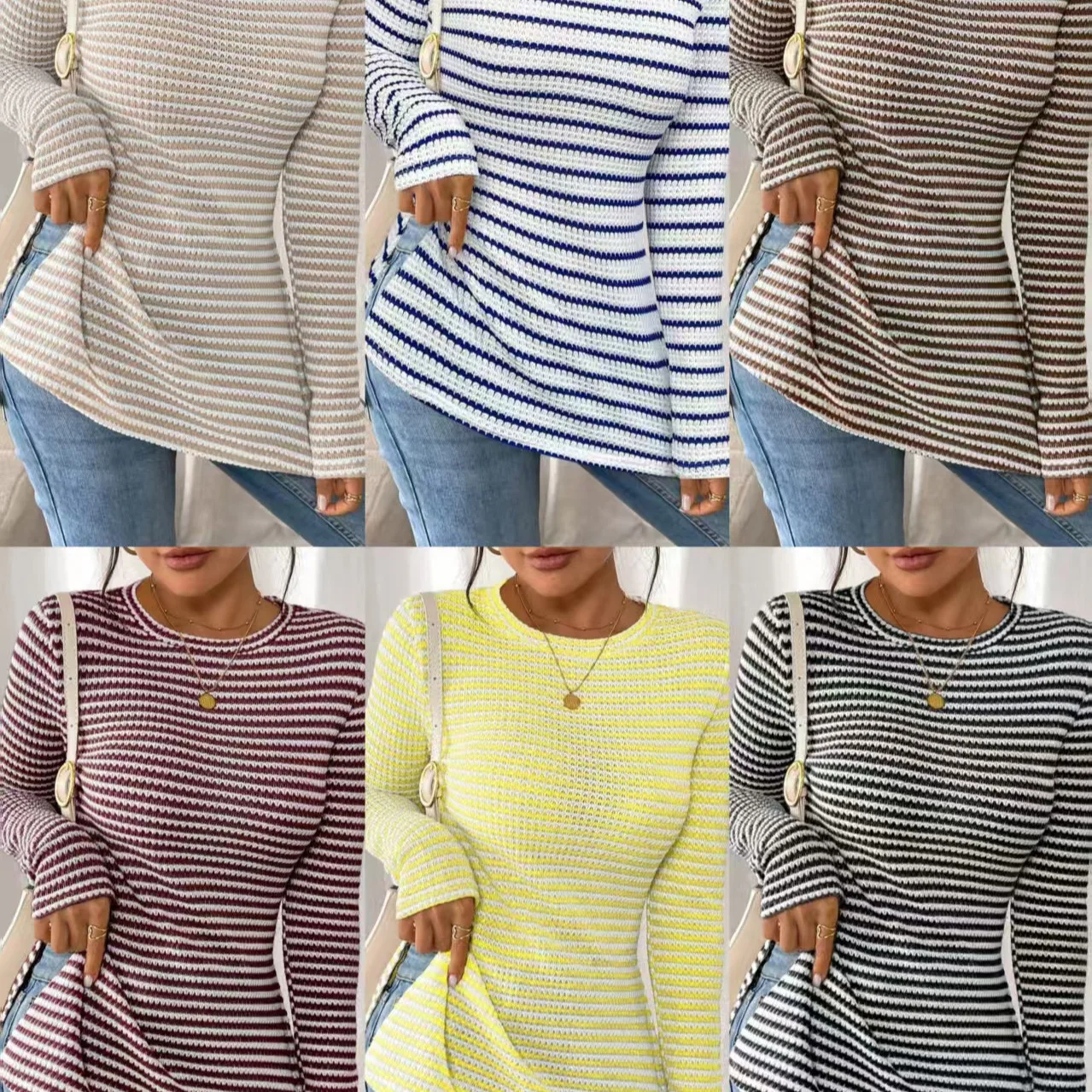 

2025 Casual Shirt Loose Long Sleeve Top Hollow Sexy Sweater