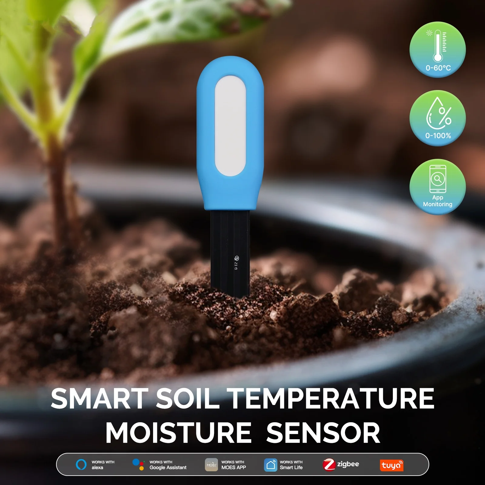 Tuya Smart Soil Tester Zigbee Temperature and Humidity Meter Thermo Hygrometer Garden Automation Irrigation Detector