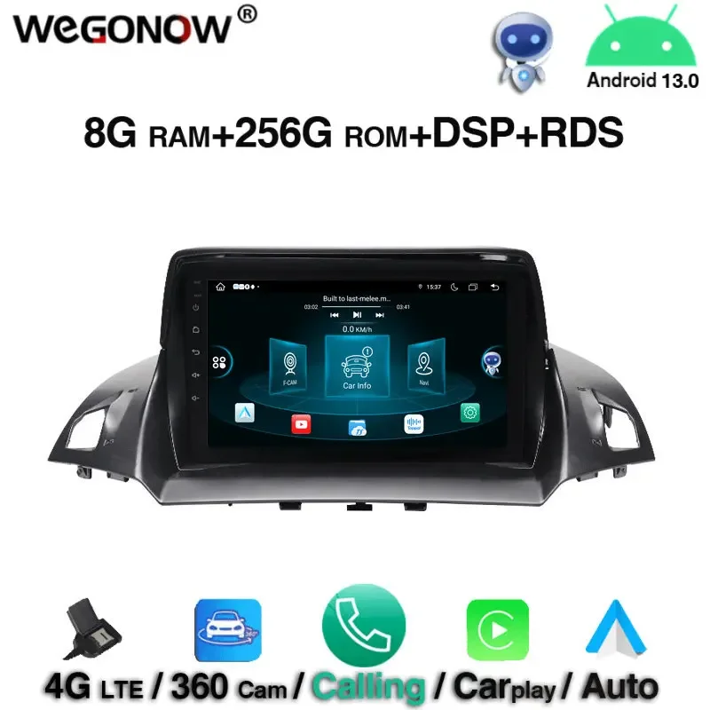 Carplay 360 DSP IPS Android13.0 8Core 8GB RAM 256GB ROM Car DVD Player GPS Map Radio WIFI 4G LTE Bluetooth 5.0 For Ford KUGA 2