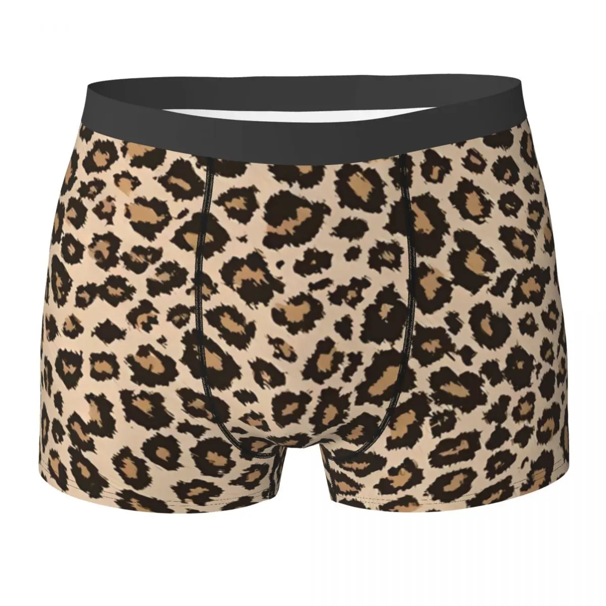 

Leopard Print Underwear Brown Animal Man Shorts Briefs Elastic Boxershorts Hot Design Plus Size Underpants