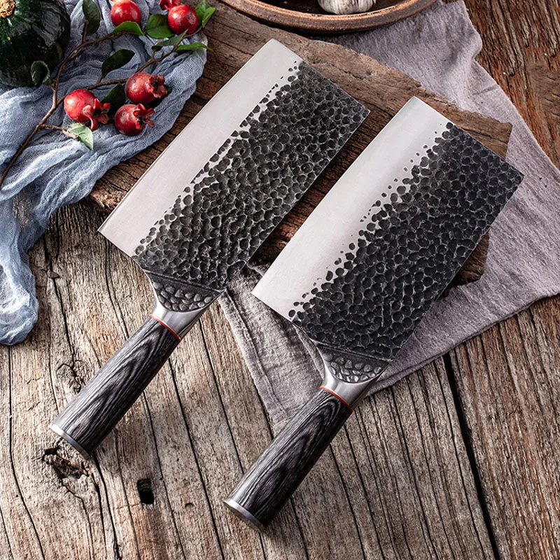 9Cr18 Stainless Steel Kitchen Knife Chopping Knife Super Sharp Dual-purpose Knife Cleaver Wooden Handle Chef Knife Cooking Tools