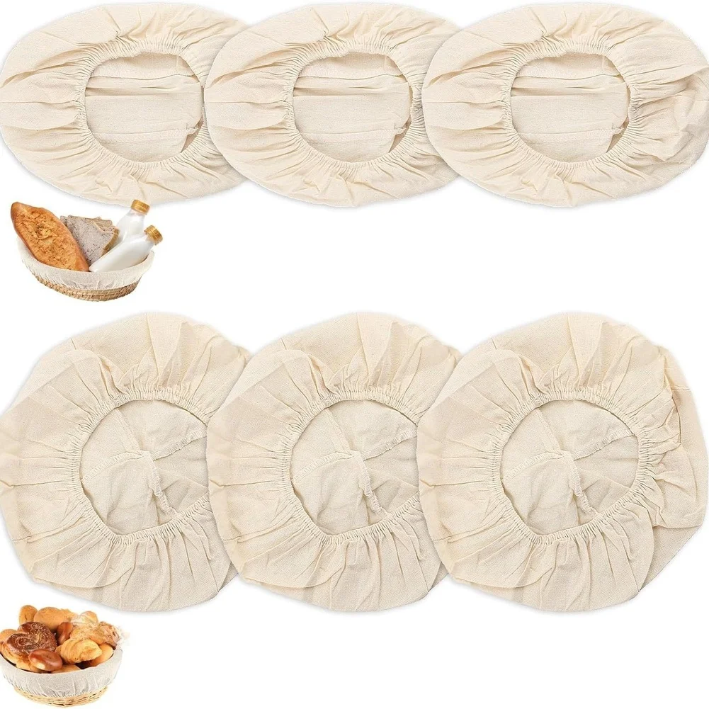 6 Pack Cotton Linen Bread Proofing Basket Covers Breathable Washable Fabric Set for Dough Rising and Baking Applications