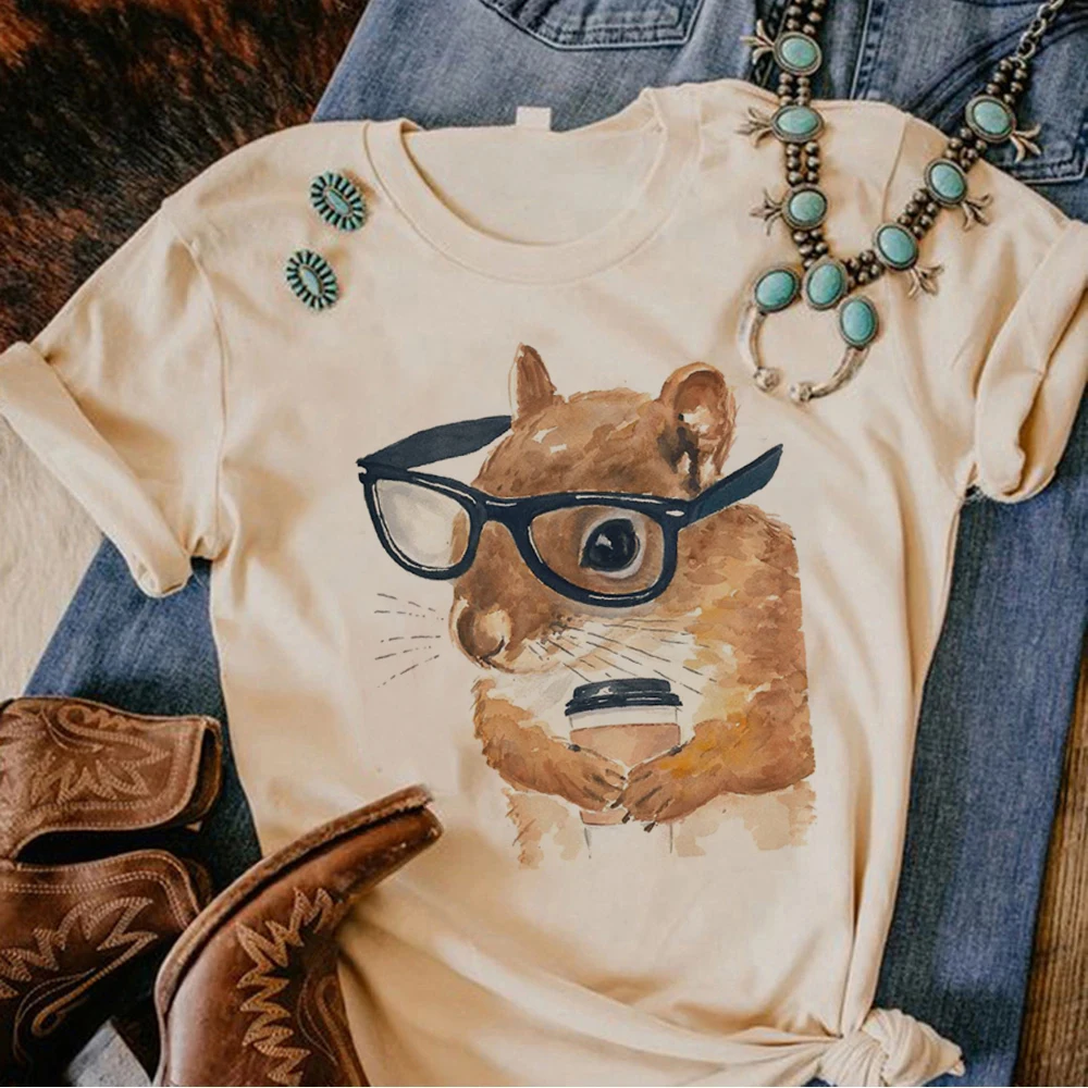 Eichhörnchen T-shirts Frauen Designer Grafik Harajuku T Shirt Mädchen Manga Kleidung Mode Grafik T Shirts Sommer Streetwear Y2K Top