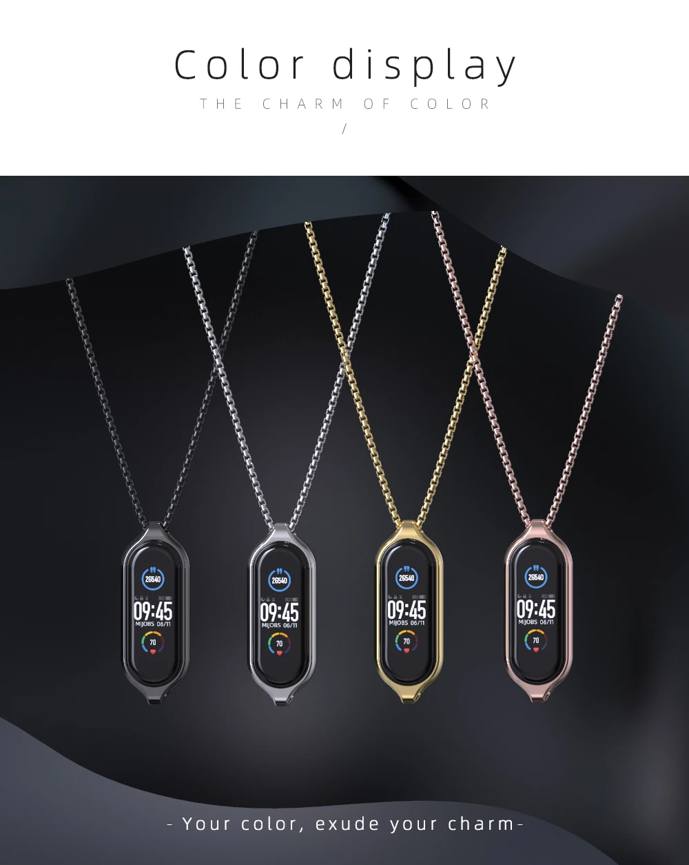 Necklace for Mi Band 10 9 8 7 6 5 Smart Bracelet Strap for Mi Band 9 Metal Wristband for Mi Band 7 6 Hanging Neck Decoration