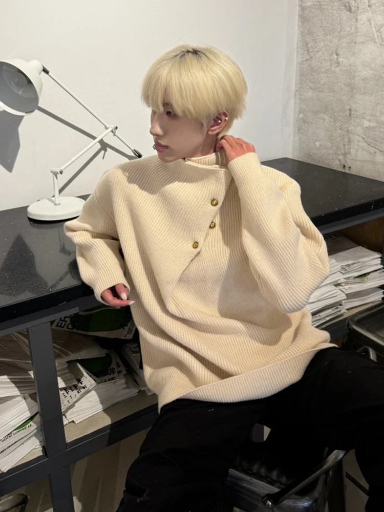 

Мужской вязаный свитер осенне-зимний, свободного кроя, из пряжи с защитой от катышков, базовый слой, модный повседневный стиль