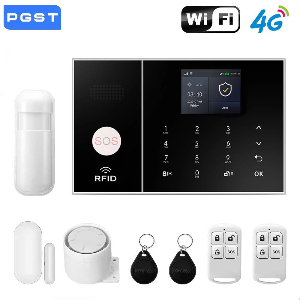 Système d'alarme intelligent pour maison connectée 4G WiFi sans fil avec contrôle par application, c