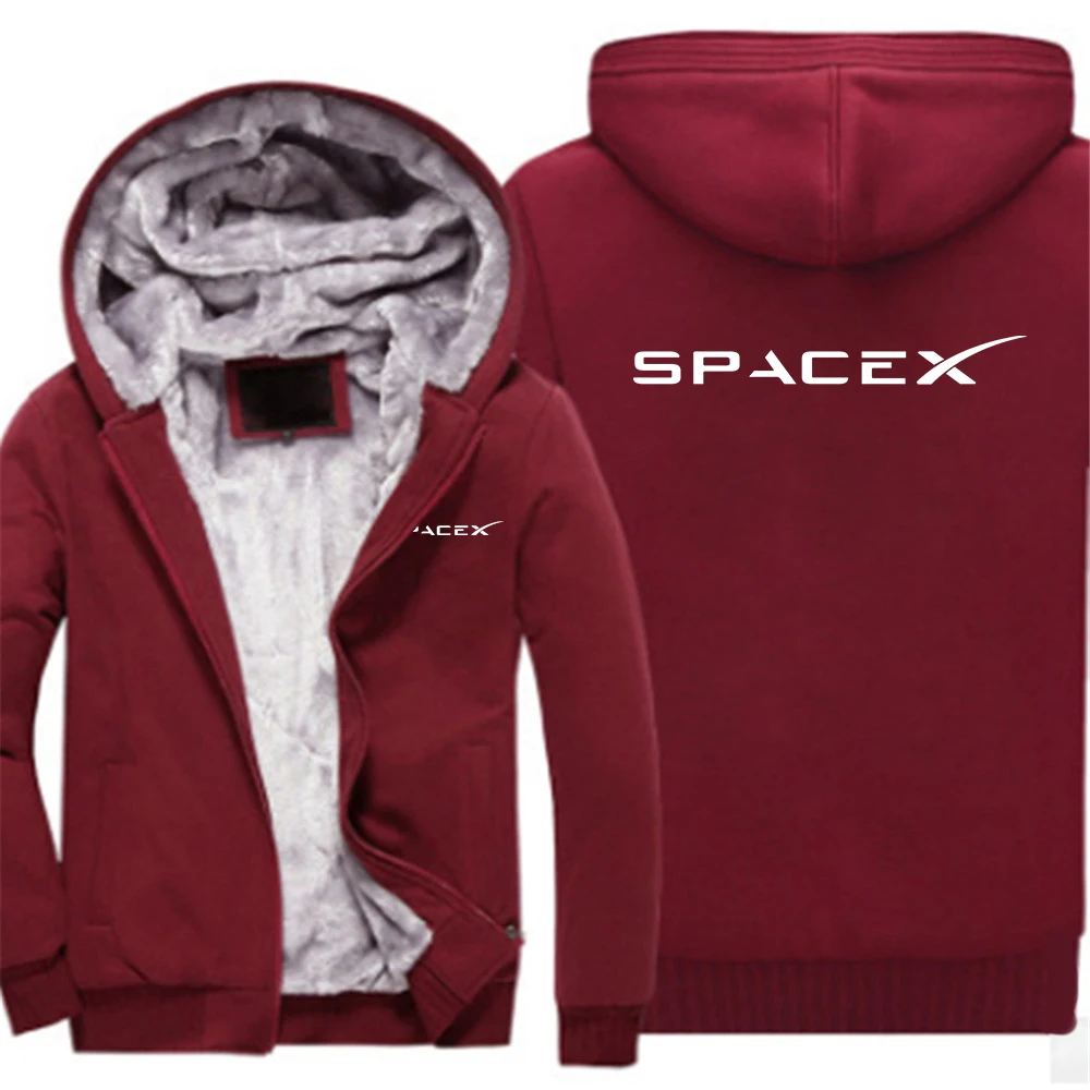 SpaceX Space X Logo 2023 Men's New Winter Fashionable Jacket Sport Thick Sports Coats Warmer Zipper Up Hoodies Casual Sweatshirt