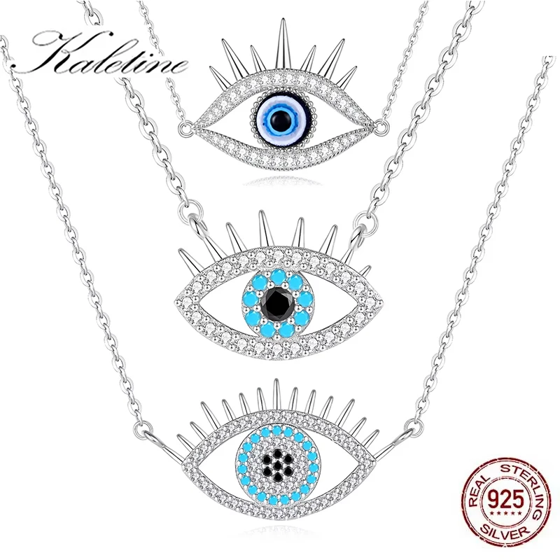 KALETINE Fashion Evil Eye women Necklace 925 Sterling Silver Blue Eye Clavicle Chain Necklace Accessories Jewelry Adjustable