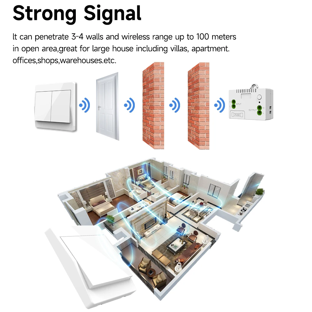 Self-Power Generation Wireless Switch IP44 Waterproof No Battery Household Remote Control Push Button Wall Light Switch image 4