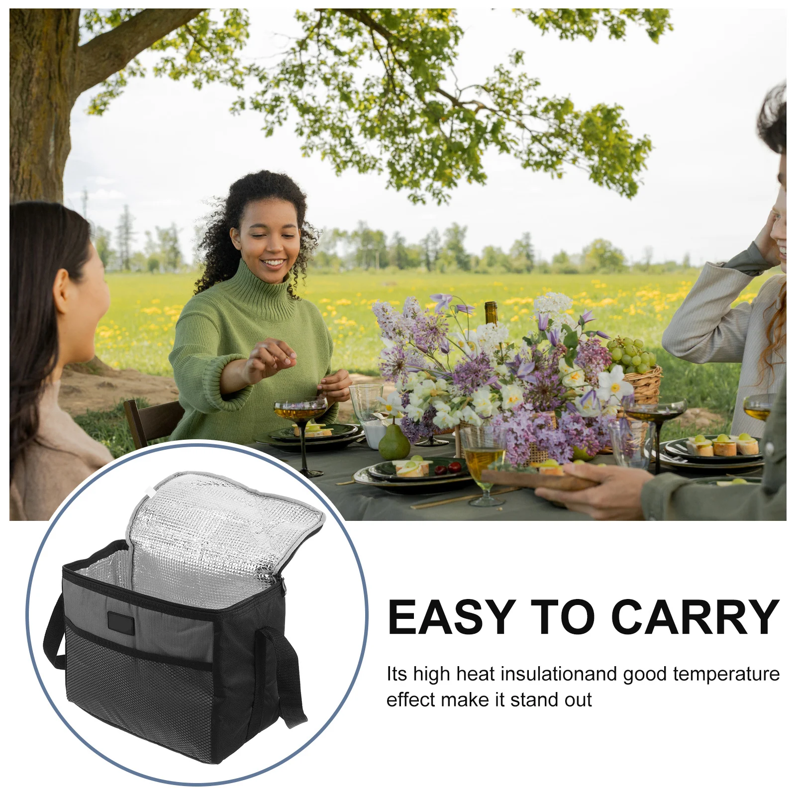 

Oxford Cloth Lunch Bag Large Opening Waterproof Portable Picnic Case Thermal Oxford Cloth Insulated Lunch Bag Cooler Outdoor