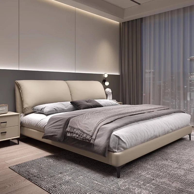 

Modern Minimalist Leather 150x200 180x200 Cm Double Bed 2 People Full Size Bed Frame Beds Bases And Bed Frames Bedroom Furniture