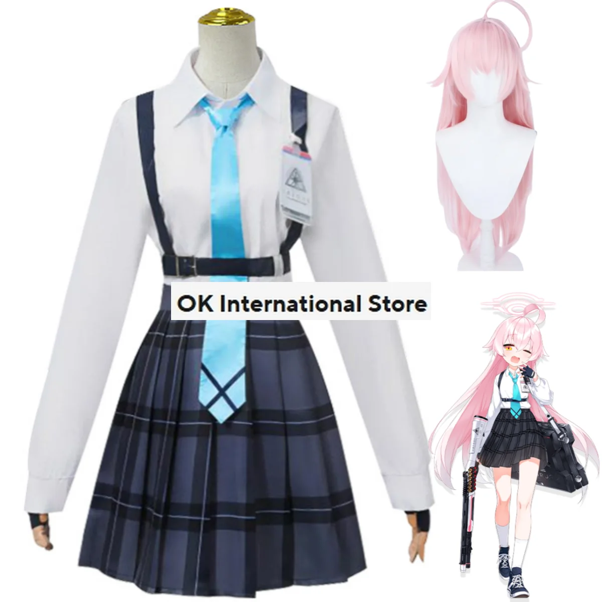 

Anime Game Blue Archive Takanashi Hoshino Cosplay Costume Wig Japan South Korea JK School Uniforms Woman Sexy Kawaii Campus Suit