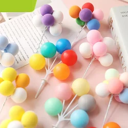5/8Pcs/set Colorful Ball Bundle Clay Balloons Cake Topper Creative Cupcake Card Flag Birthday Party Baby Shower Dessert Decor