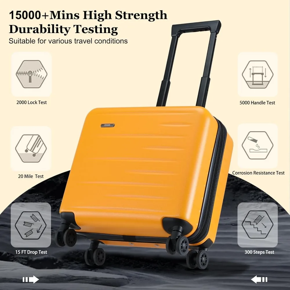 Carry-On Luggage 16 Inch Airline Approved Expandable Lightweight ABS+PC Hard Shell Suitcase with 360° Spinner Wheels TSA Lock