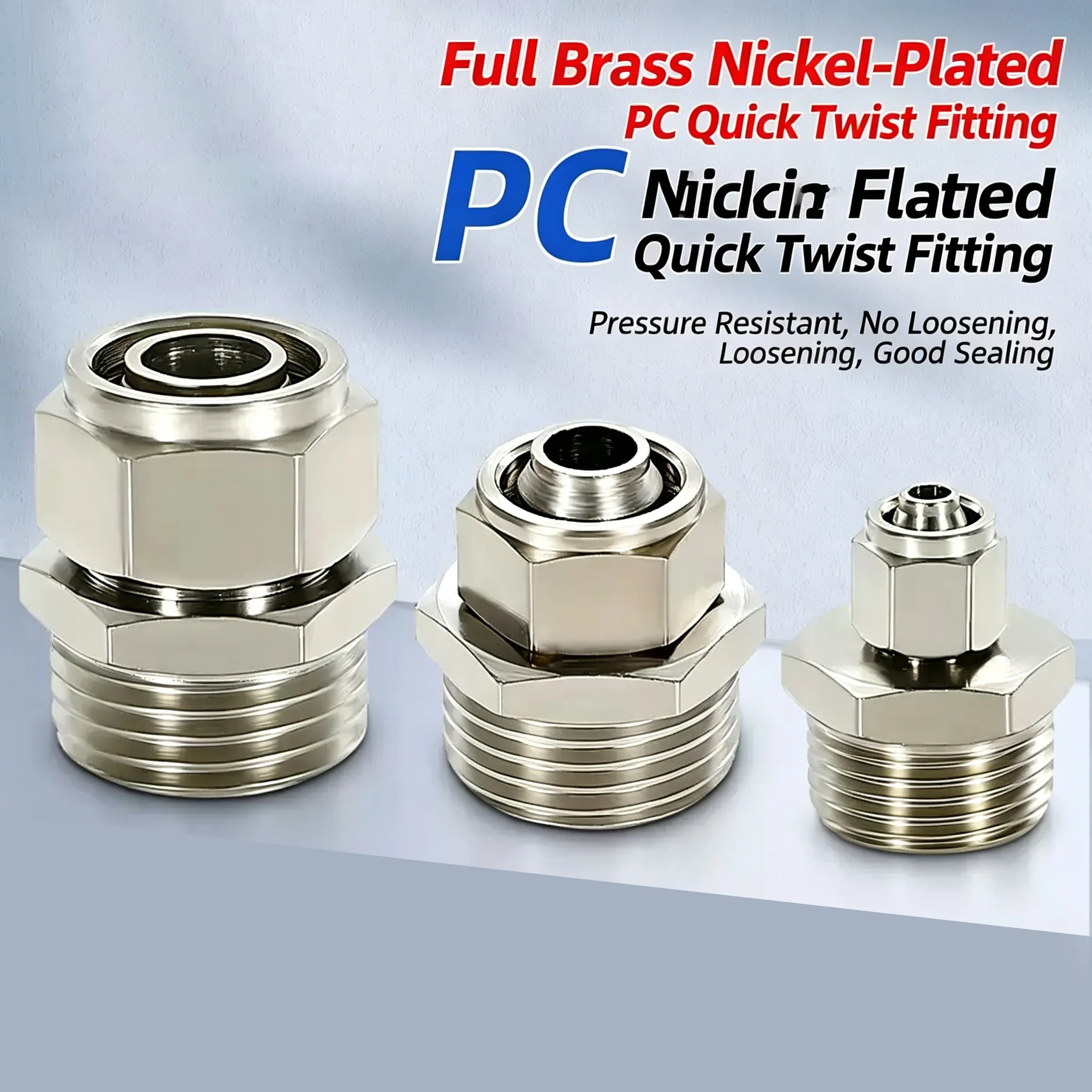 PC6 8 10mm Fast Twist Joint Male Thread Pneumatic Connector Quick Screw Adapter 1/8 1/4 Hose Fittings Copper Nickel Plated