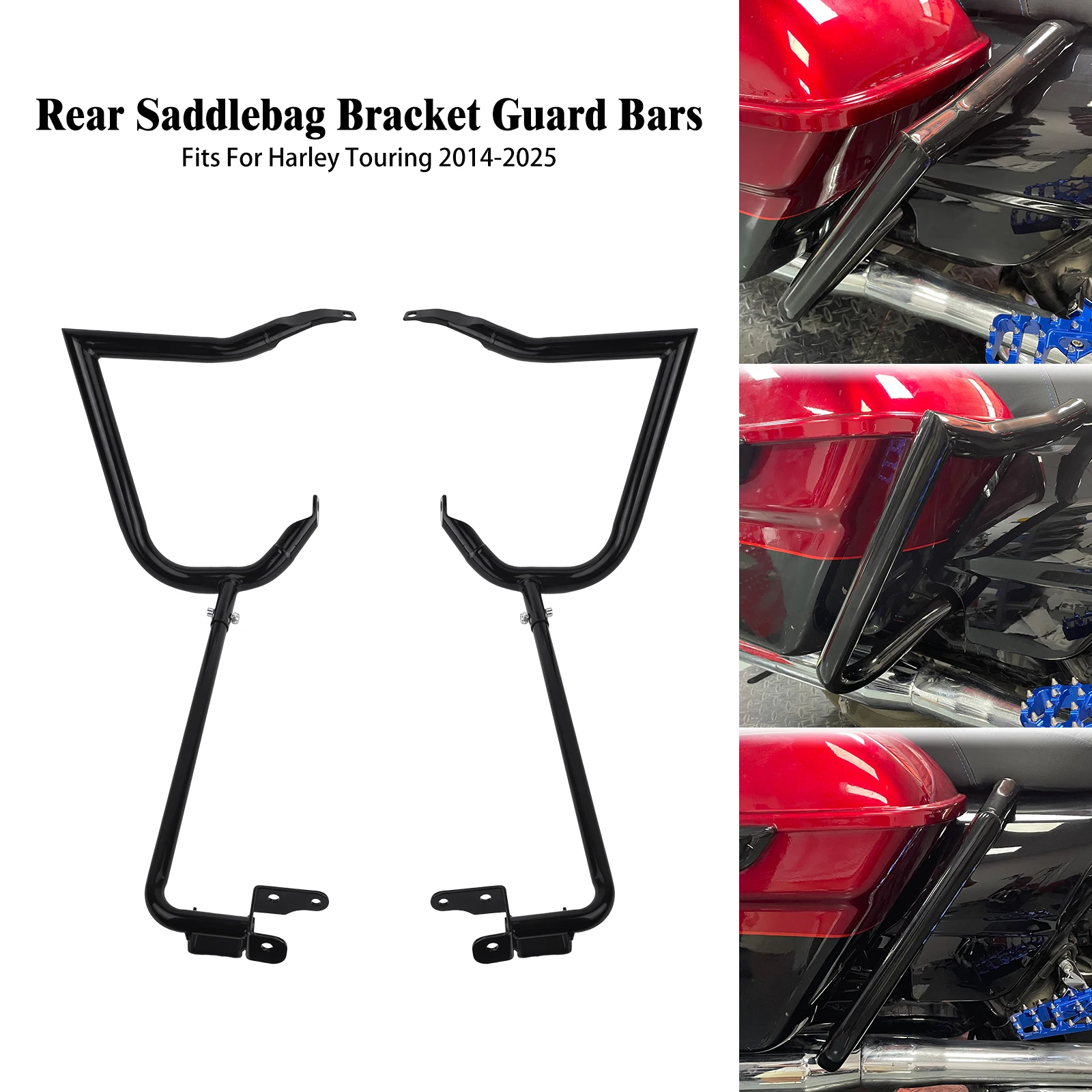 

Motorcycle Saddlebag Crash Bars Rear Rail Bracket Guard Protection For Harley Touring Road Street Electra Glide Road King 14-25