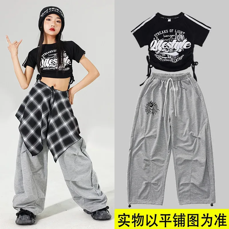 

Hip Hop Girls Cool K-pop Crop Top Street Dance Letters Joggers Pants Kids Streetwear Child Jazz Costumes Girls Group Clothes Set