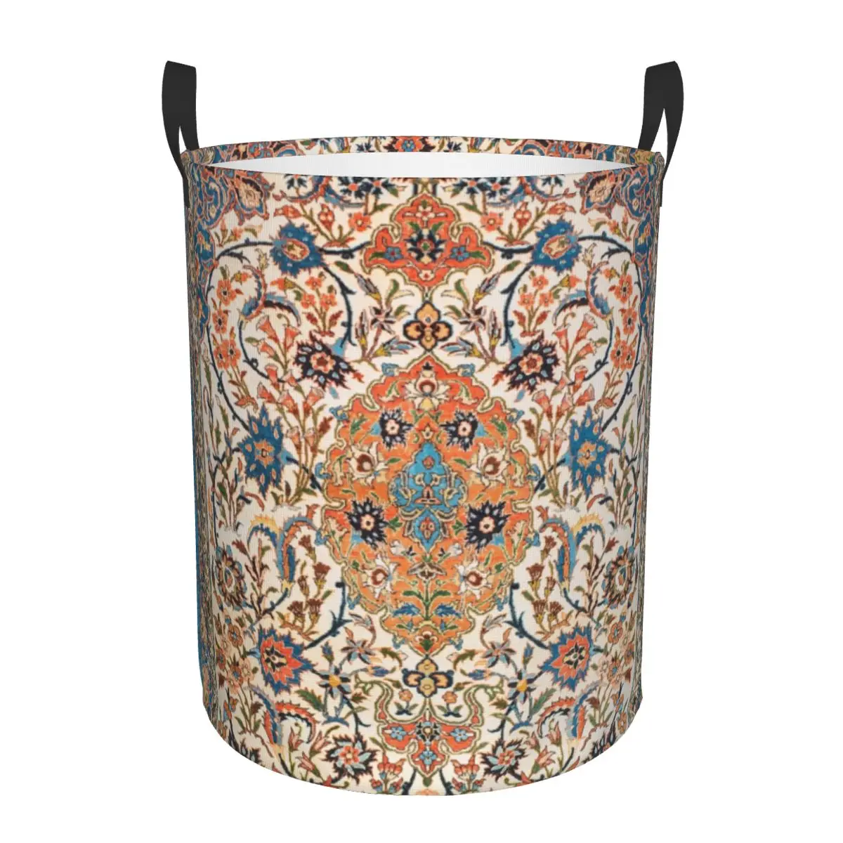 Isfahan Antique Central Persian Carpet Laundry Basket Collapsible Large Clothing Storage Bin Rug Bohemian Geometric Baby Hamper