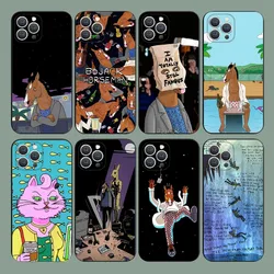 B-BoJack Horseman Phone Case For iPhone 15,14,13,12,11,Plus,Pro Max,XS,X,XR,SE,Mini,8,7 Soft Silicone Black Cover