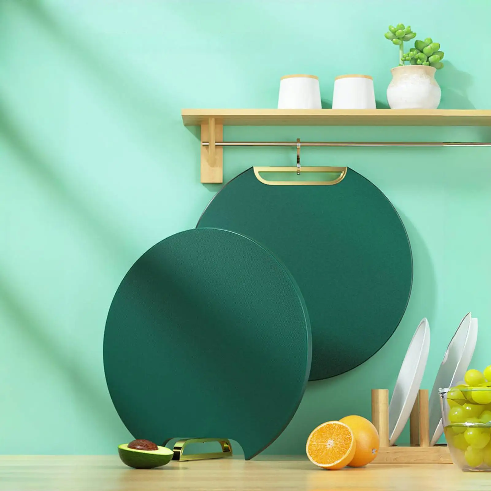 Rundes Schneidebrett, doppelseitiges Schneidebrett für Obst und Fleisch, Stand-Up-PE-Küchenhelfer für Fleisch, Käse, Gemüse