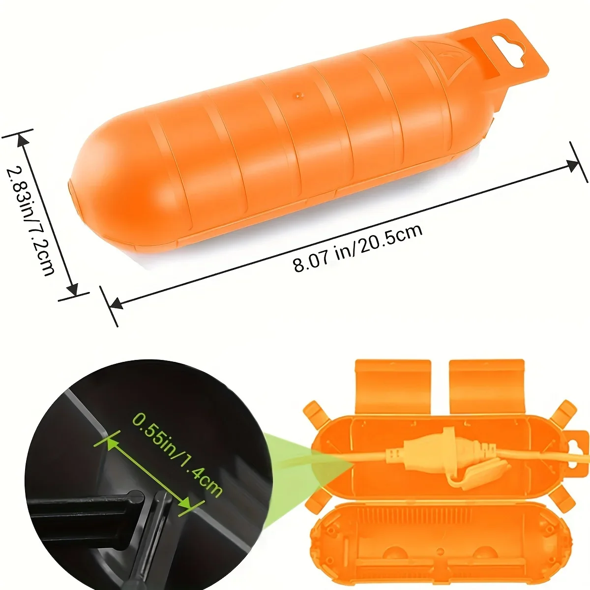 غطاء قابس خارجي مقاوم للماء باللون البرتقالي، صندوق توصيل كهربائي مع ختم لحماية منفذ سلك التمديد من المطر #5