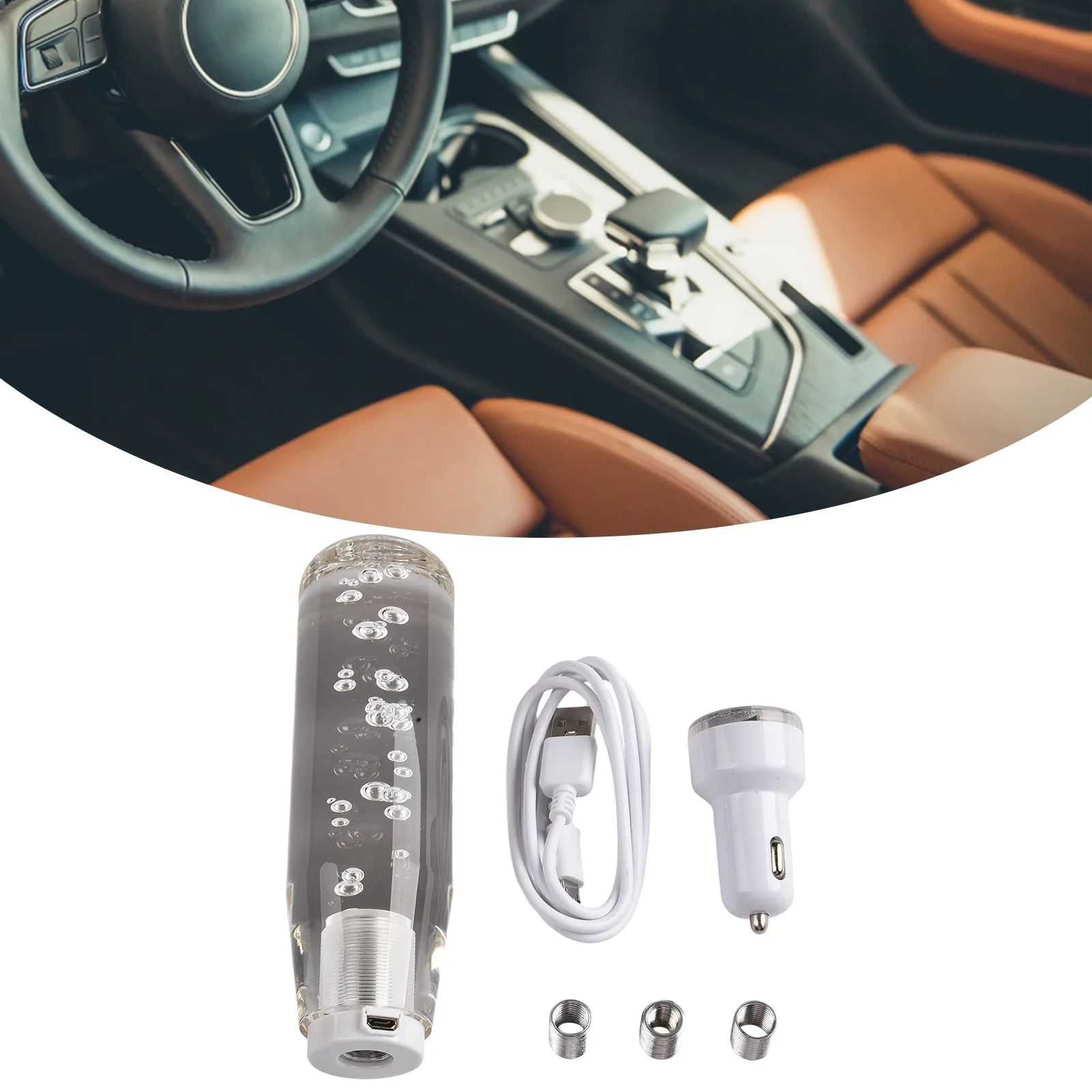 LED Light Shift Knob Shifter Head with For Crystal Bubble Element for Manual Transmission Cars and Round Gear Applications
