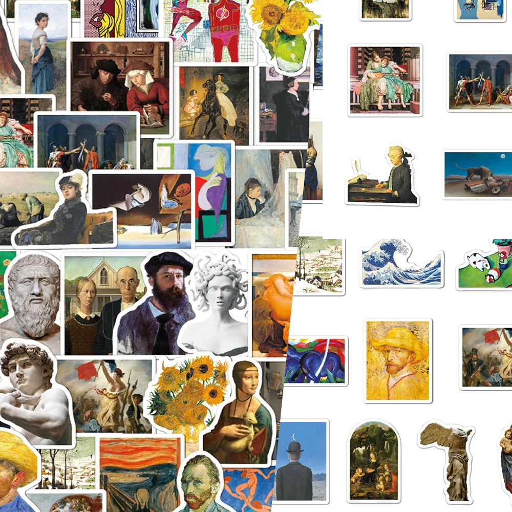 

10/30/50/100pcs Vintage Oil Painting Art Graffiti Stickers DIY Scrapbooking Laptop Phone Artist Famous Painting Aesthetic Decals