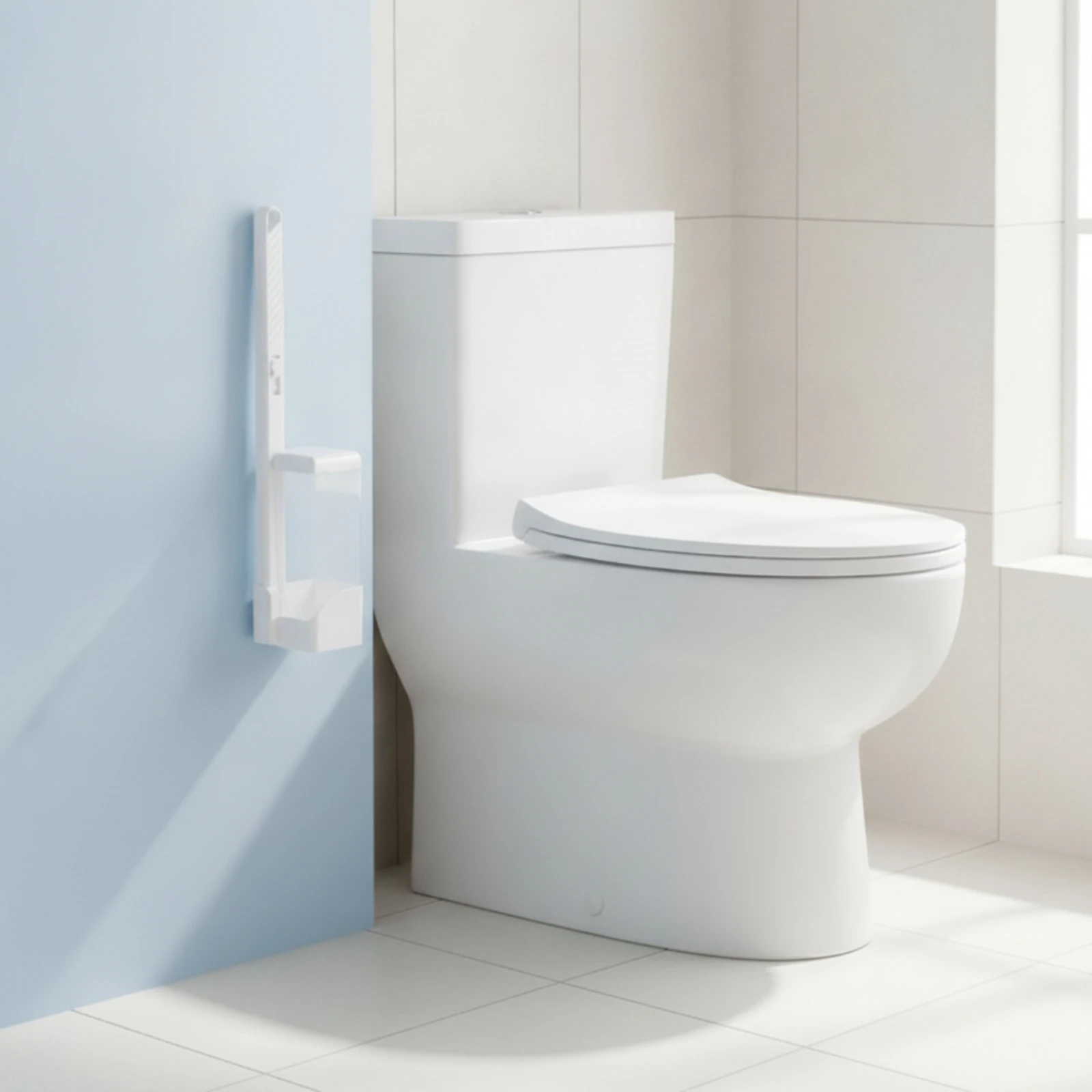 Wall-Mounted Toilet Brush Holder Slim-Profile Toilet Brush with Wall Mount Stylish Sanitary for Renters, Small Bathrooms