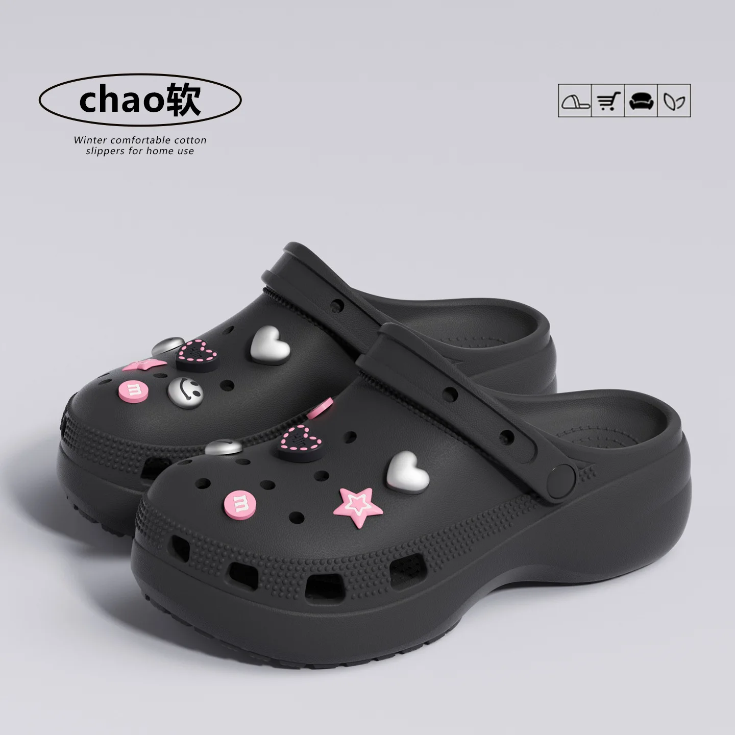 2026 New Arrival Women's Hole Shoe Summer Beach Casual EVA Outdoor Thick Bottom Versatile Anti-slip Heightening Cute Accessory view 5