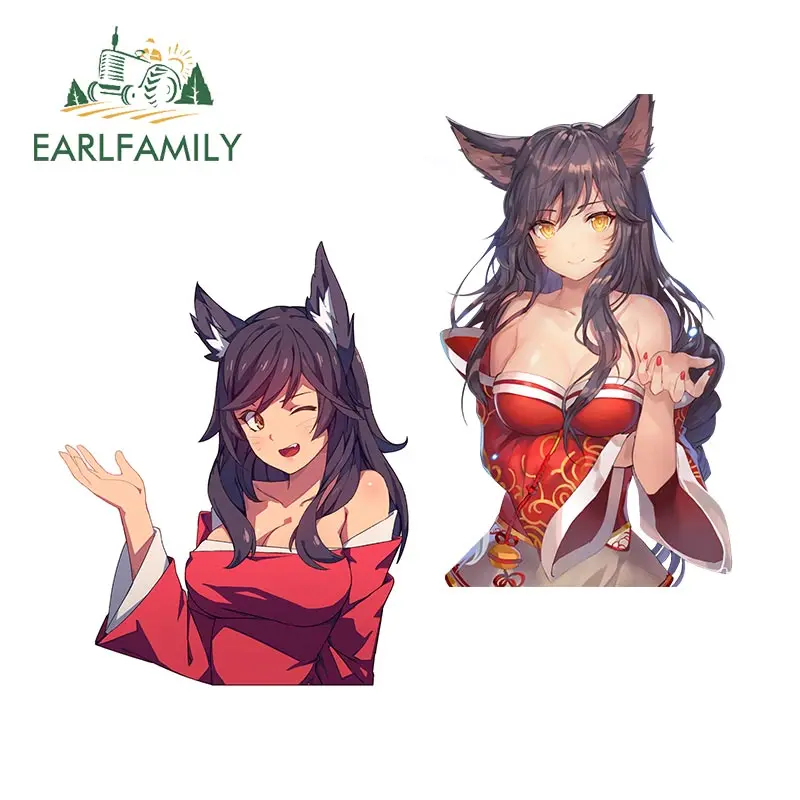 EARLFAMILY 13cm x 8.2cm for League of Legends Ahri Car Stickers Laptop Vinyl Decals Camper Waterproof Occlusion Scratch Decor