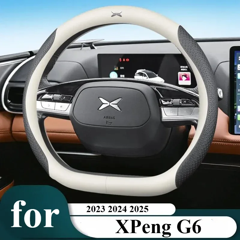 

For XPeng Xiao Peng G6 2023 2024 2025 Car Steering Wheel Cover Leather Non-slip Auto Interior Accessories