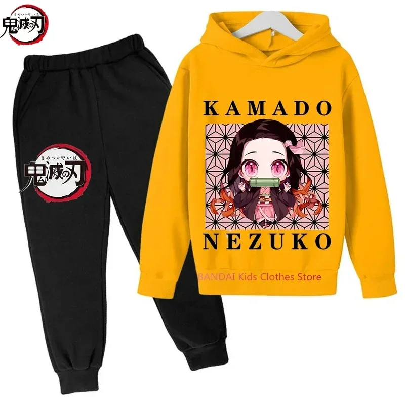Demon Slayer Anime Tanjiro y Nezuko chico Sudadera con capucha niño coreano Kpop estilo callejero sudadera chica ropa de calle traje