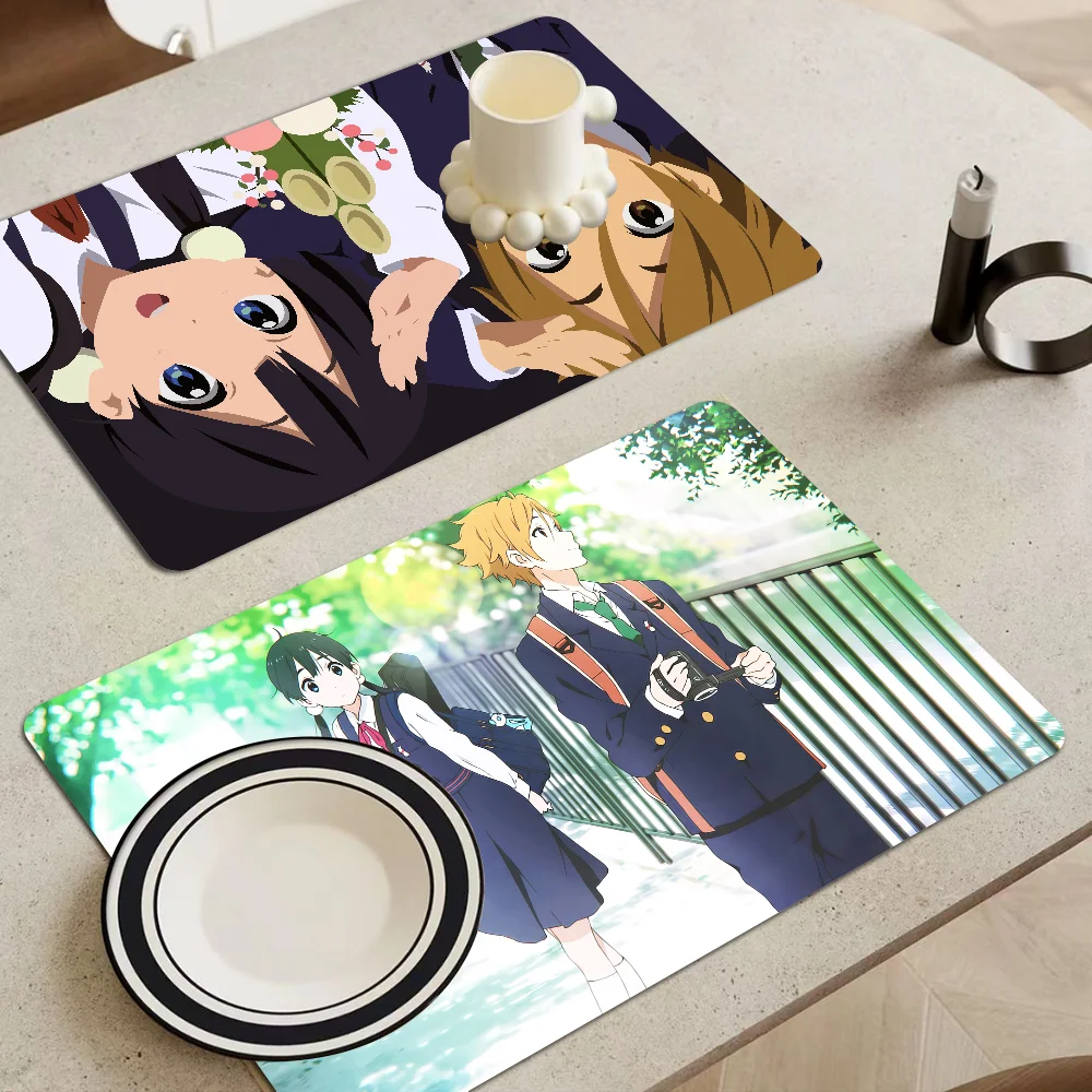 

Tamako Love Story Coffee Dish Quick Drying Kitchen Absorbent Drained Placemat For Table Bathroom Kitchen Draining Pads